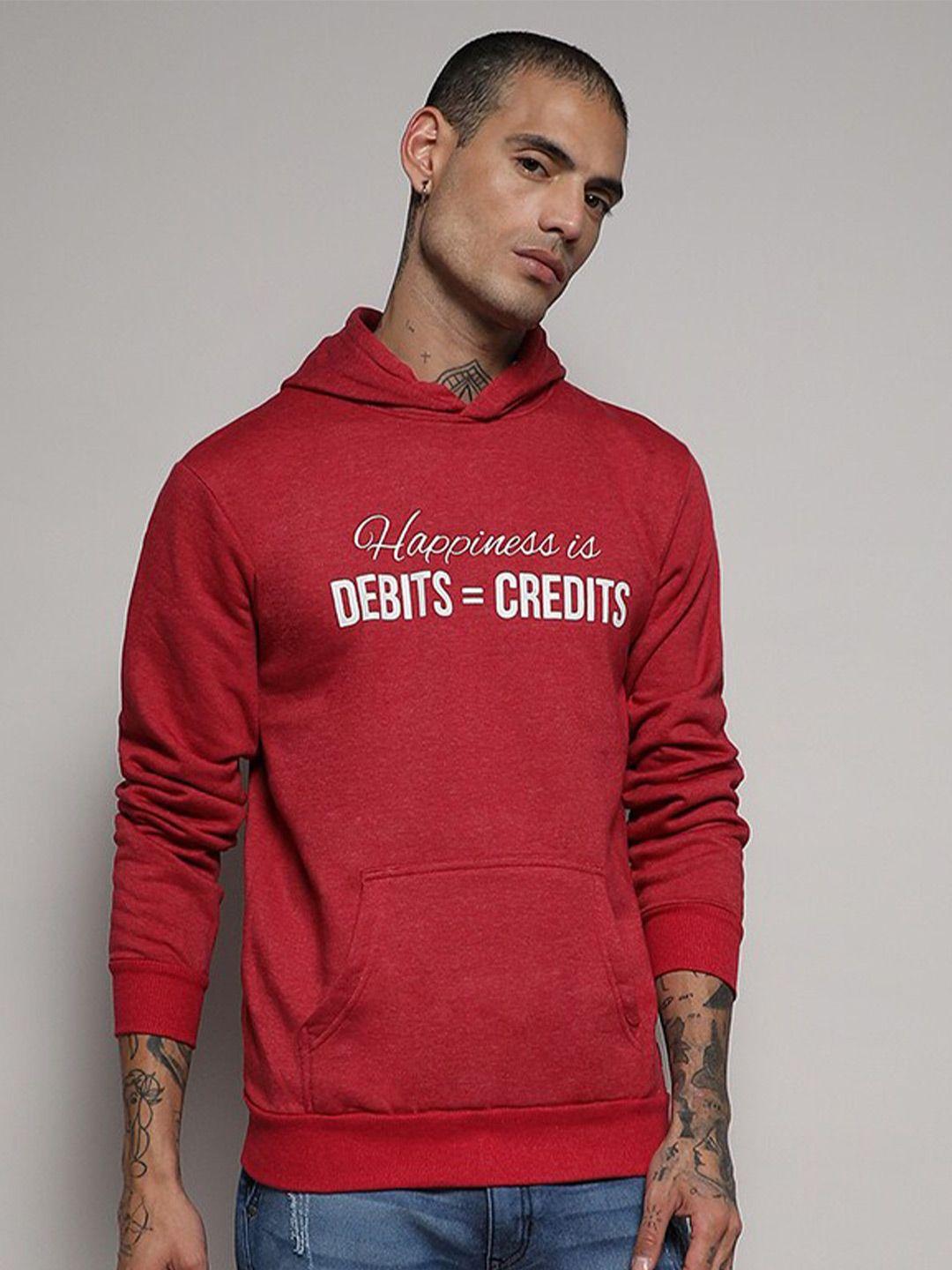 campus sutra typography printed hooded cotton sweatshirt