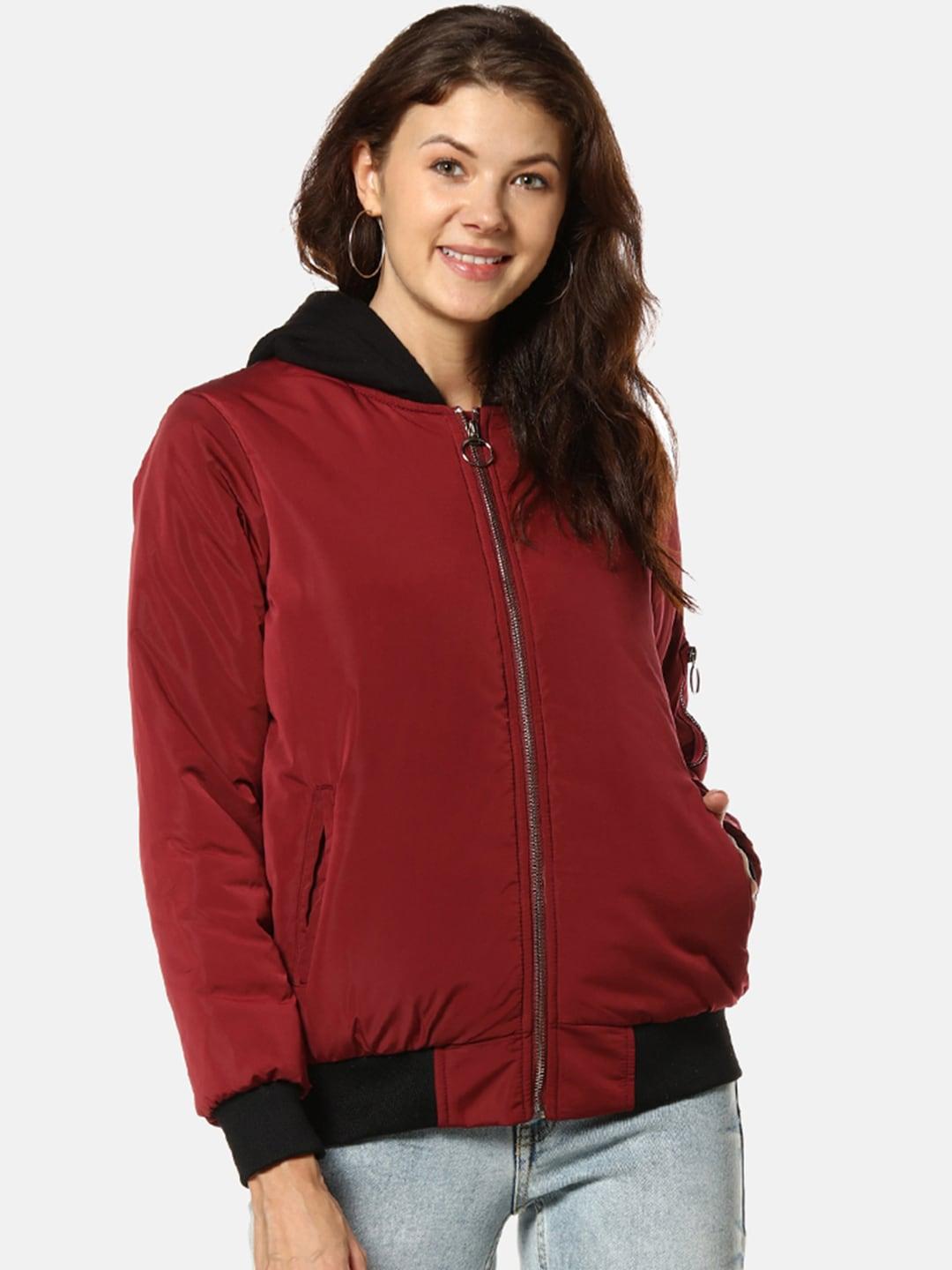 campus sutra women solid bomber jacket