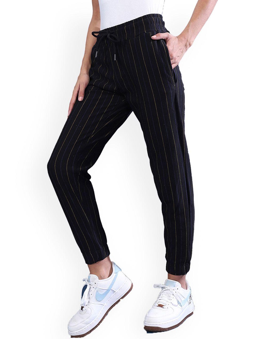 campus sutra women striped cotton sports joggers