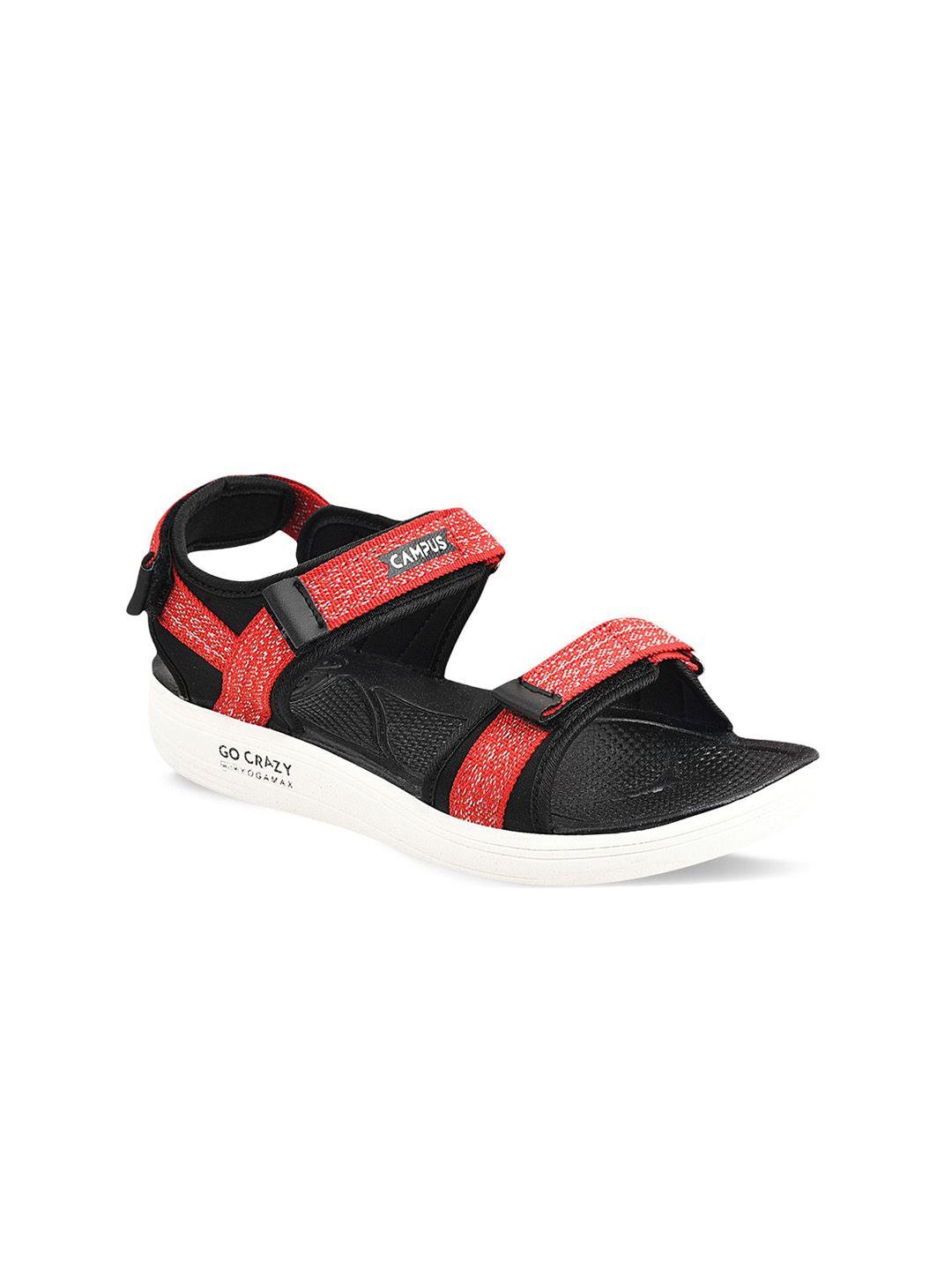 campus women black & red solid sports sandals