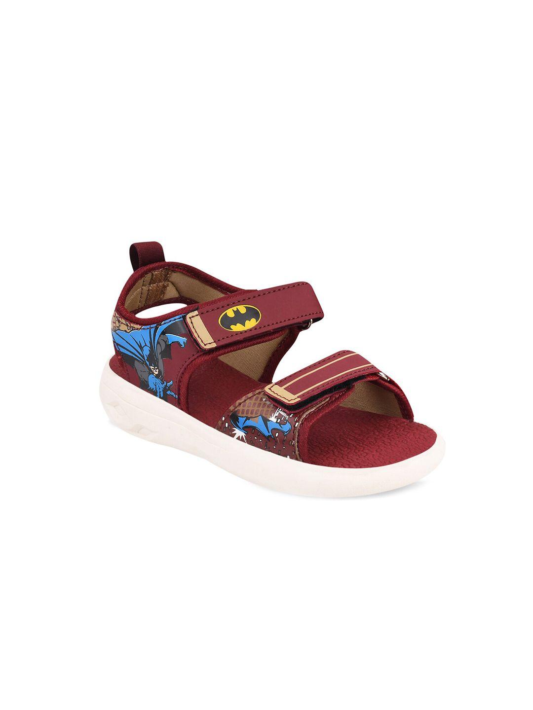 campus  kids rust-colored & blue batman printed sports sandals