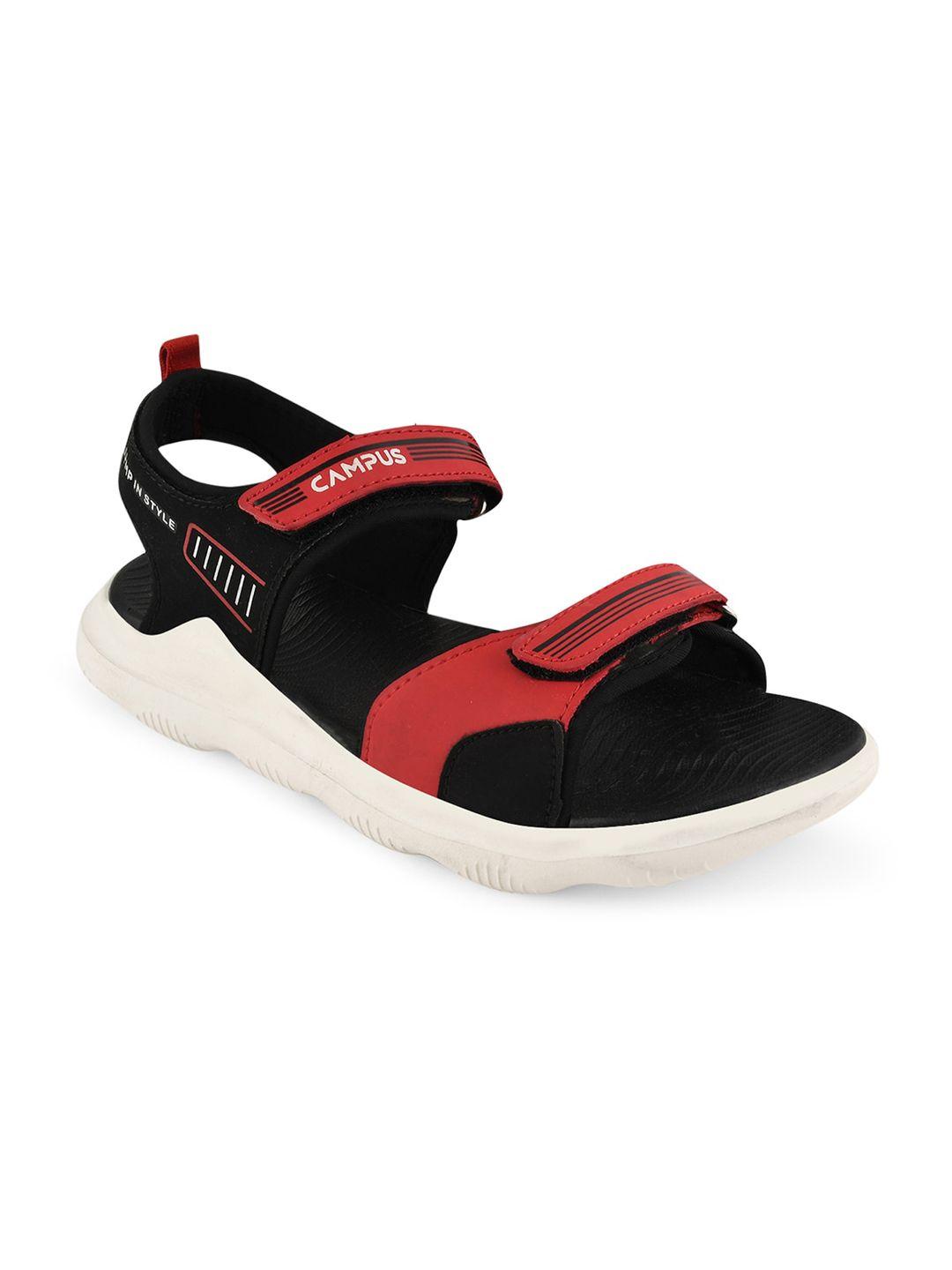 campus kids black patterned sports sandals