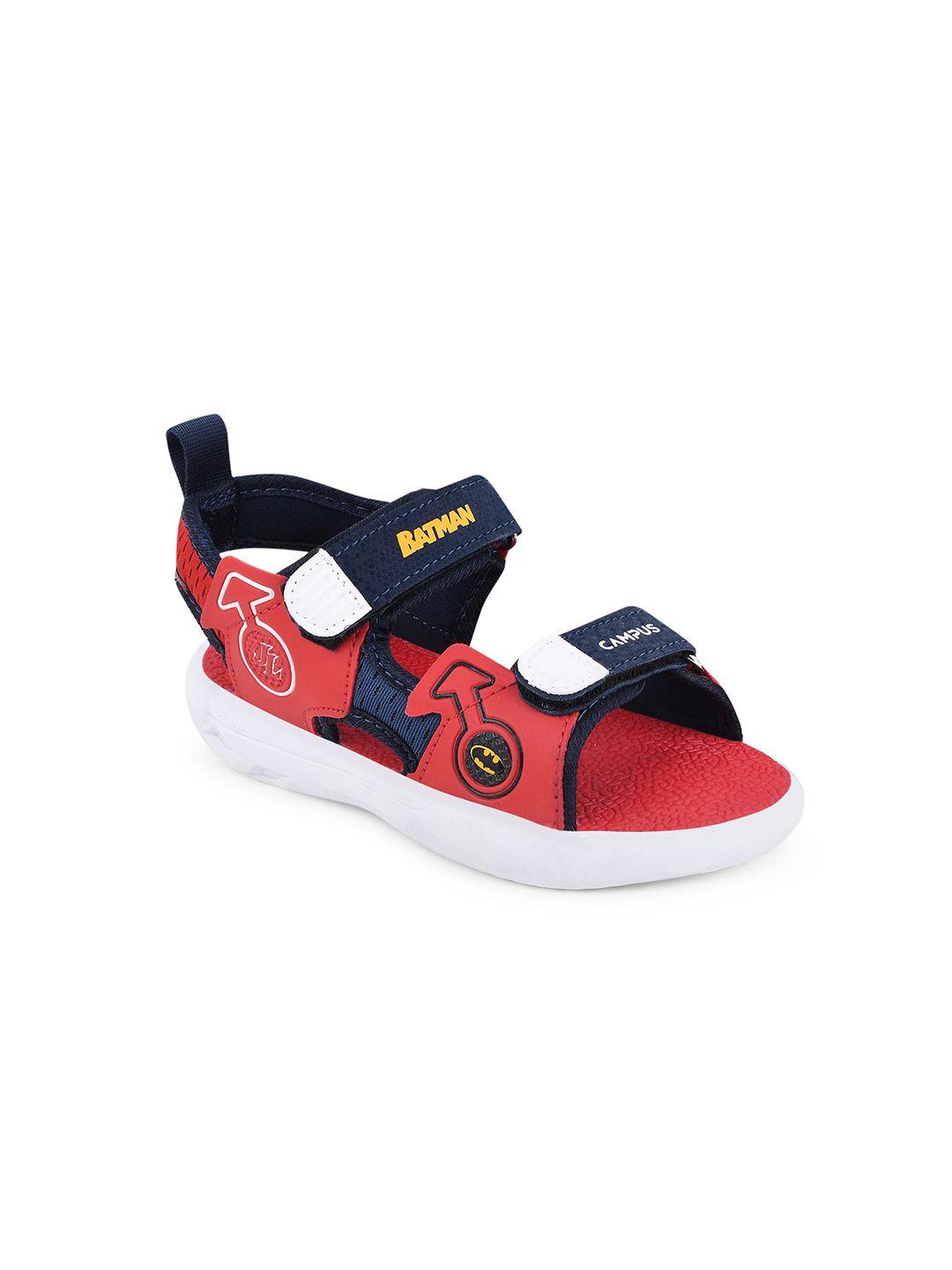 campus kids blue & red patterned sports sandals