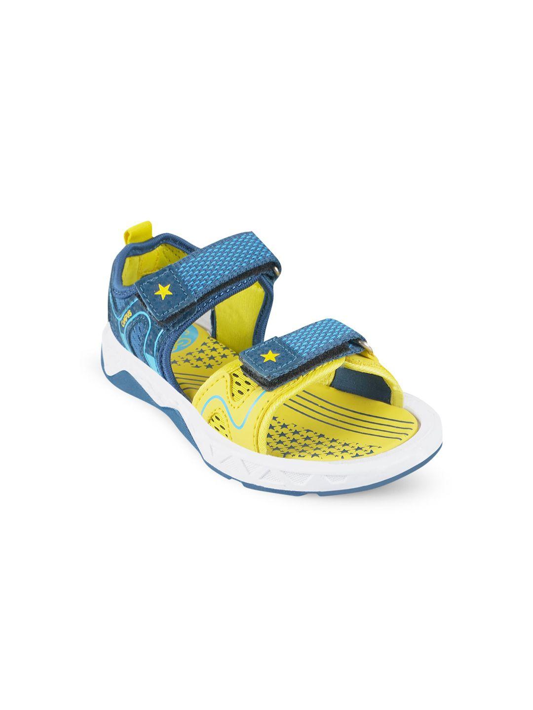 campus kids blue & yellow solid sports sandals