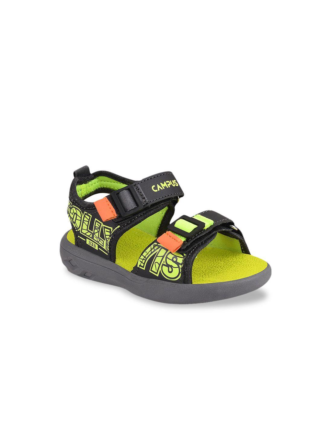campus kids grey & green self-design sports sandals