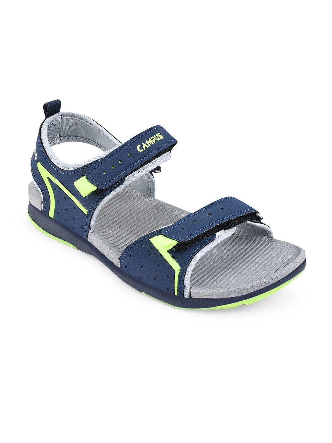campus kids navy blue & grey solid  sports sandals