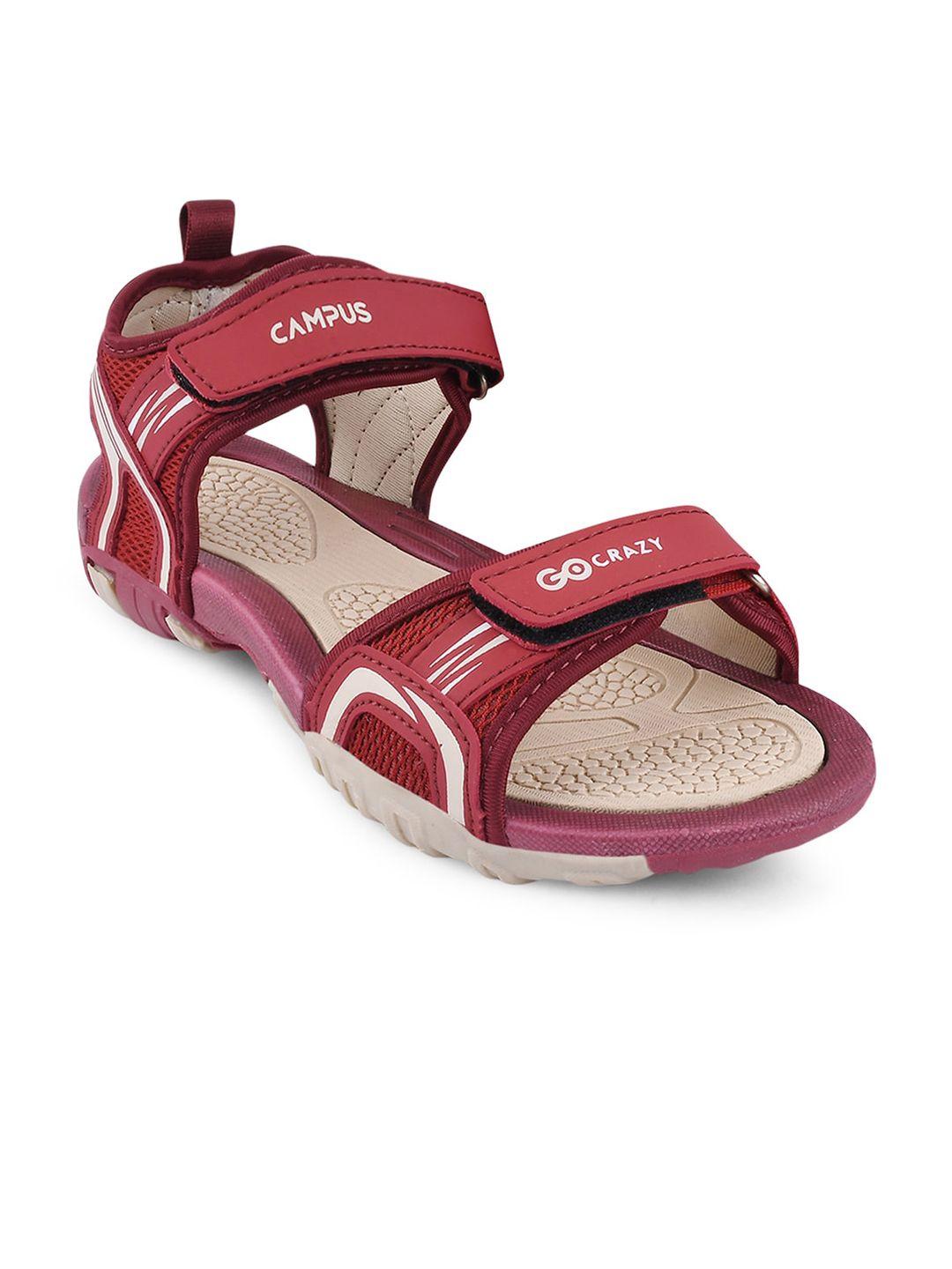 campus kids red & cream solid sports sandals