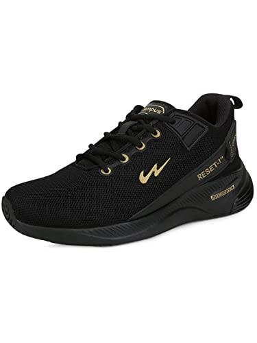 campus men's refresh pro blk/gold running shoes - 7uk/india cg-541