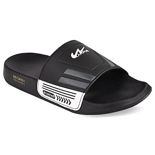 campus men's sl-428 blk/wht sliders - 7uk/india sl-428,black