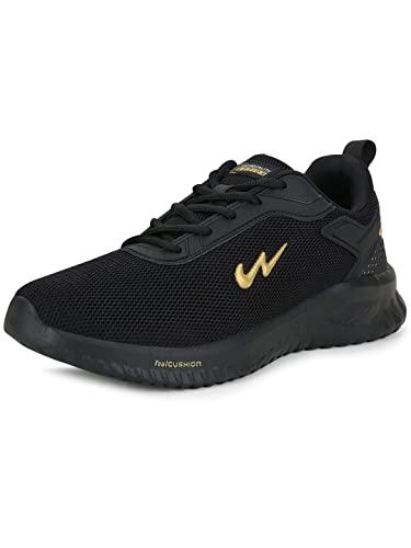 campus men's wells blk/gold running shoes - 8uk/india cg-552