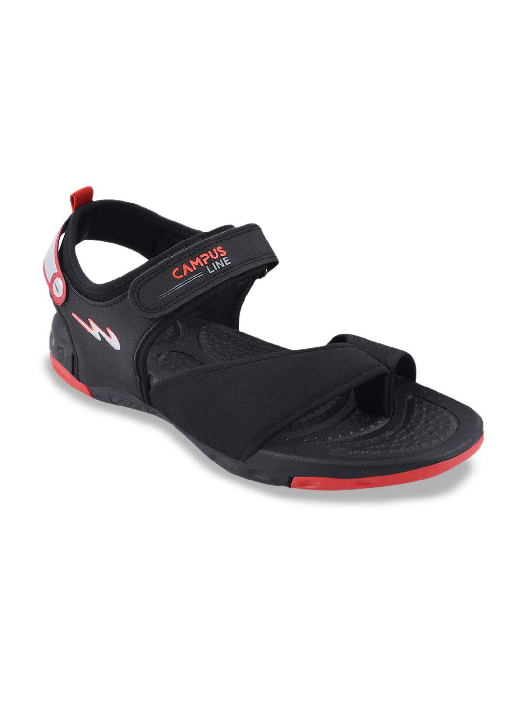 campus men black & red solid sports sandals