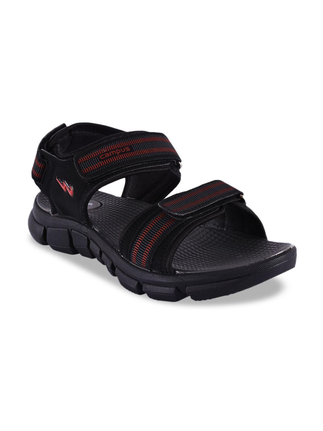 campus men black & red sports sandals