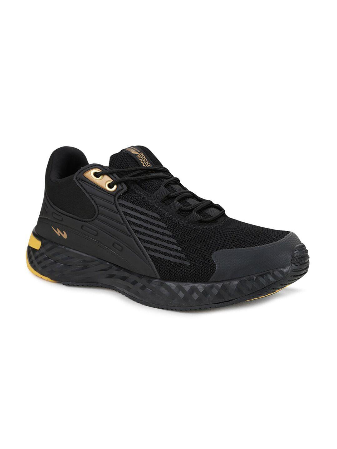 campus men black & yellow mesh running shoes