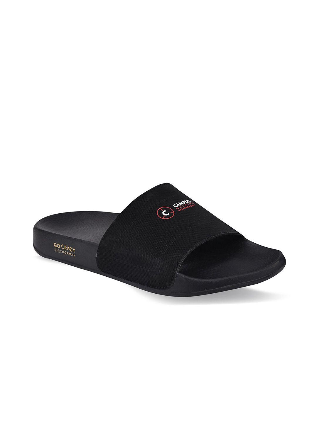 campus men black printed slip-on