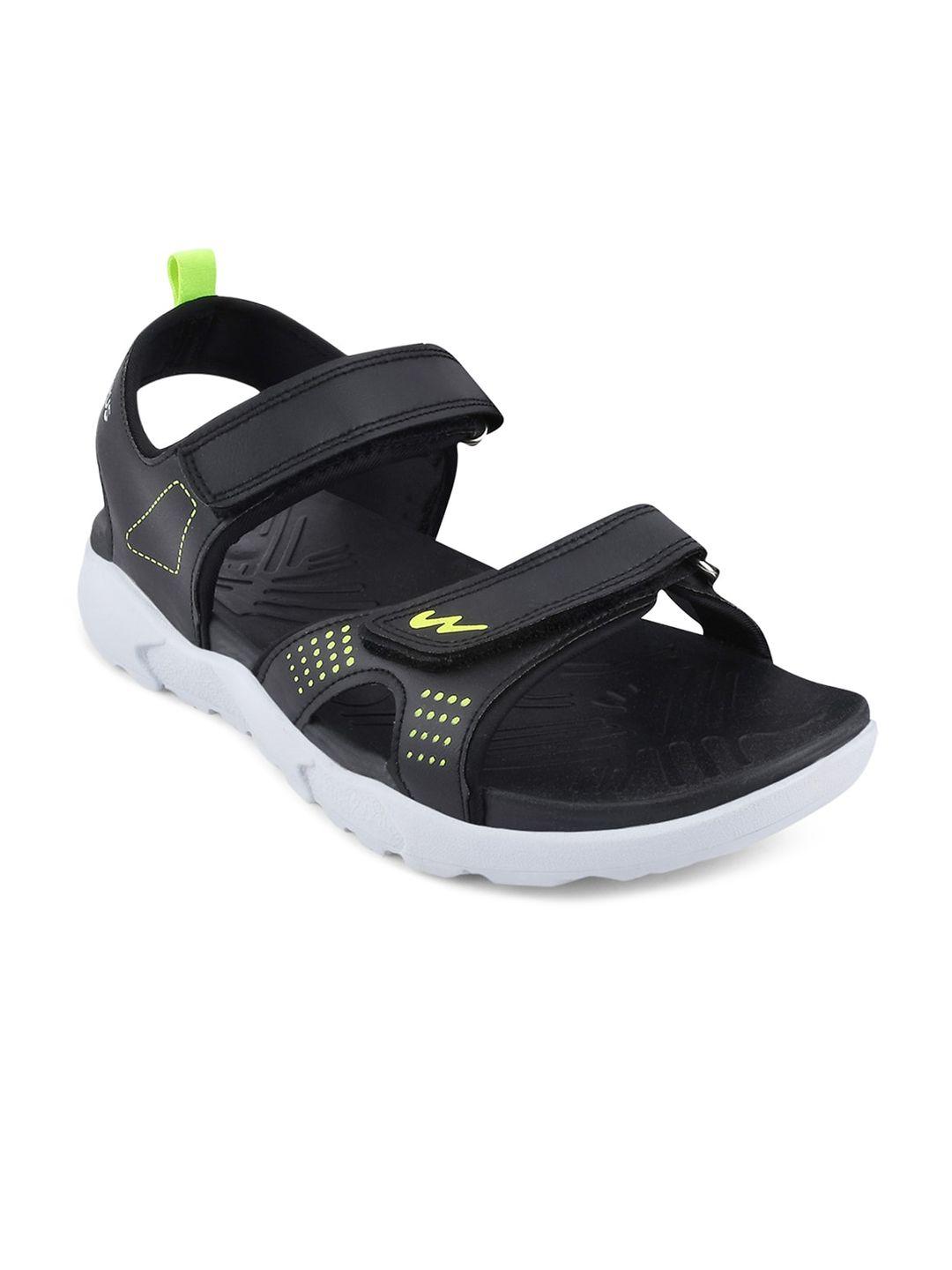 campus men black solid sports sandals