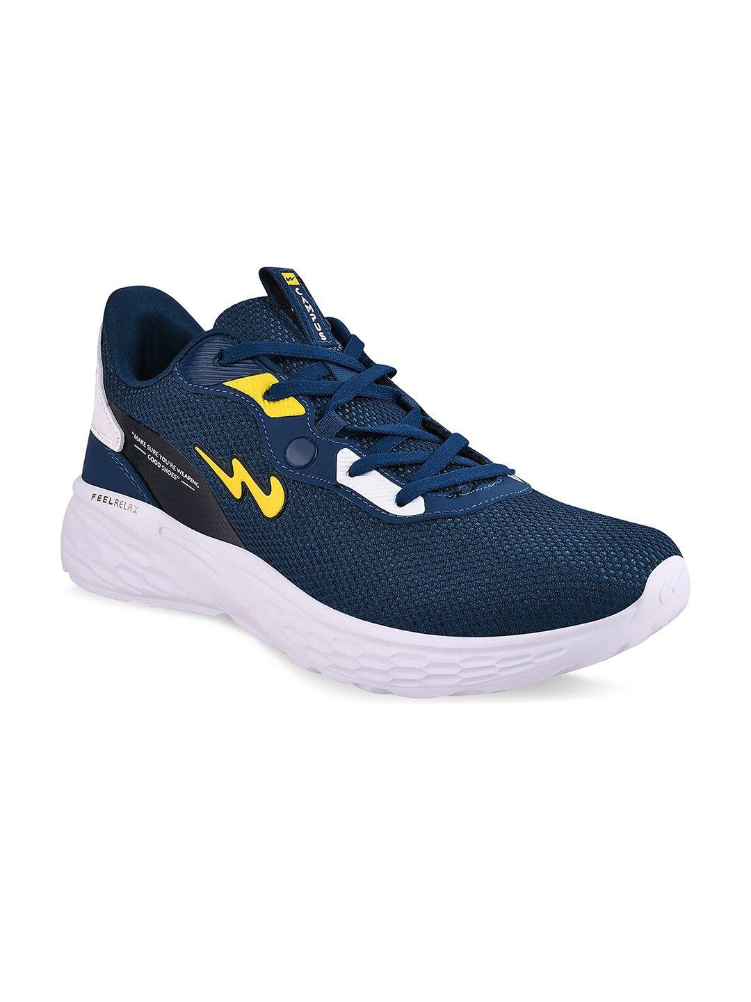 campus men blue & white solid running shoes