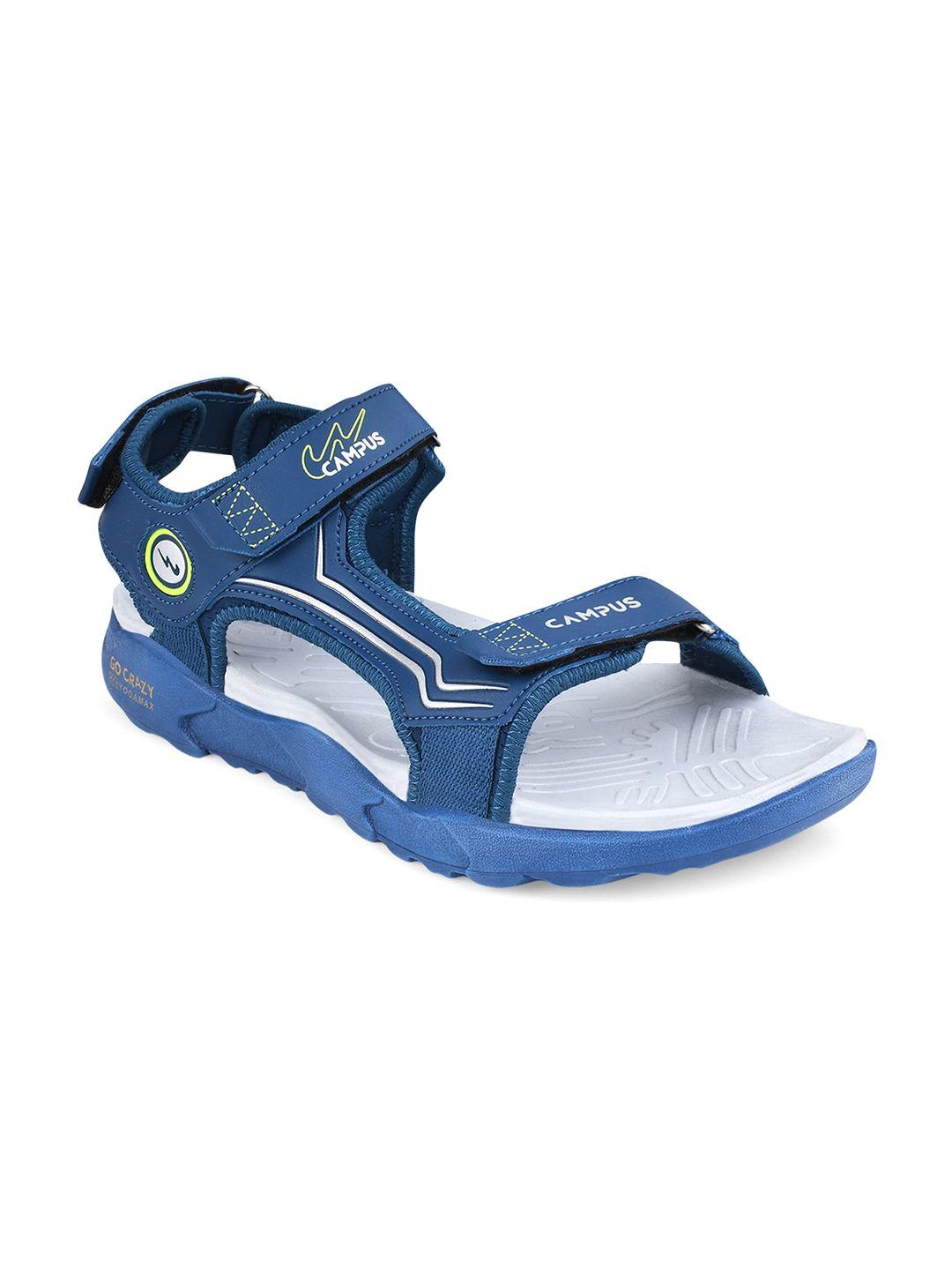 campus men blue printed sports sandals