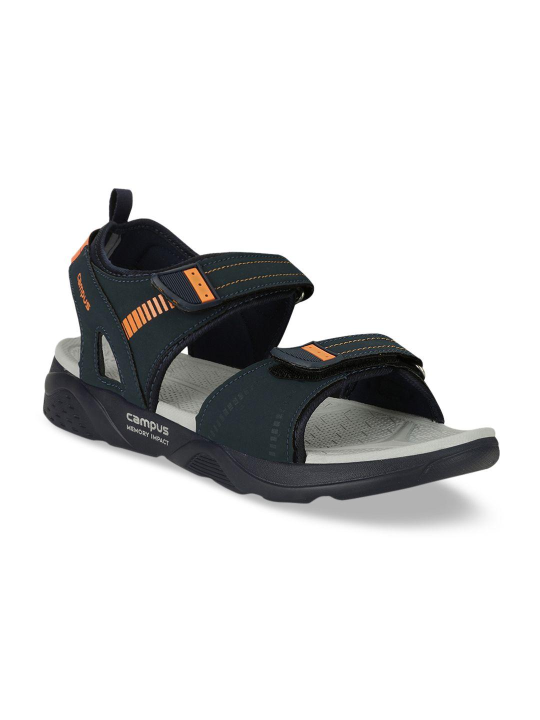 campus men green & orange solid sports sandals