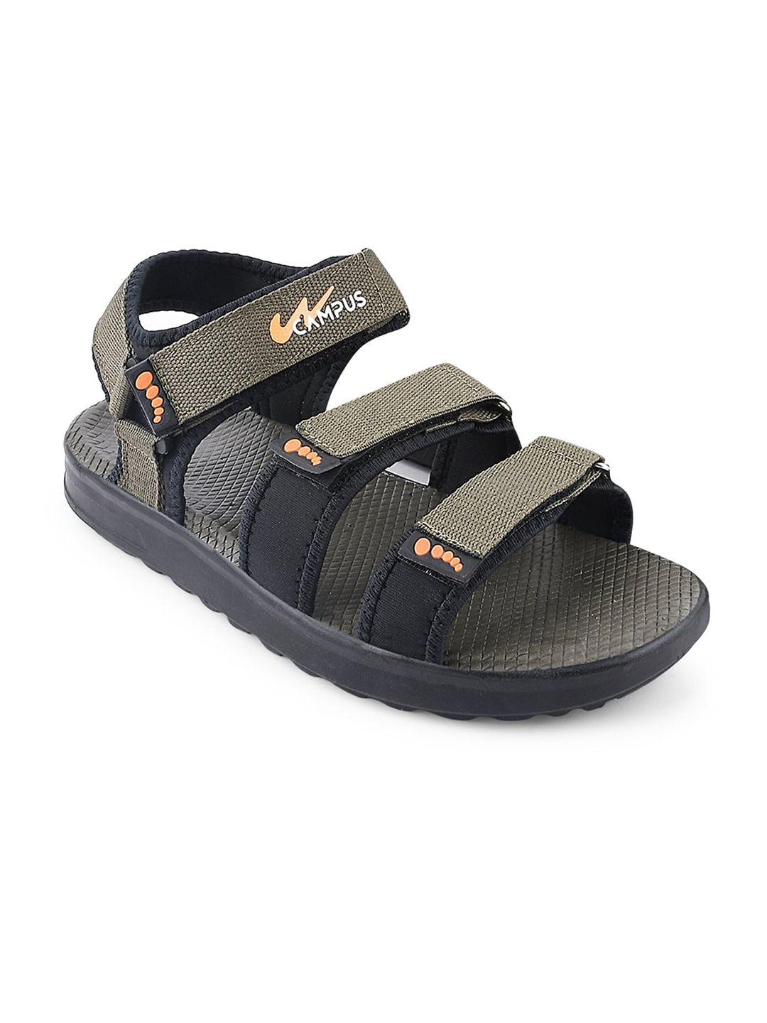 campus men green solid synthetic sports sandals