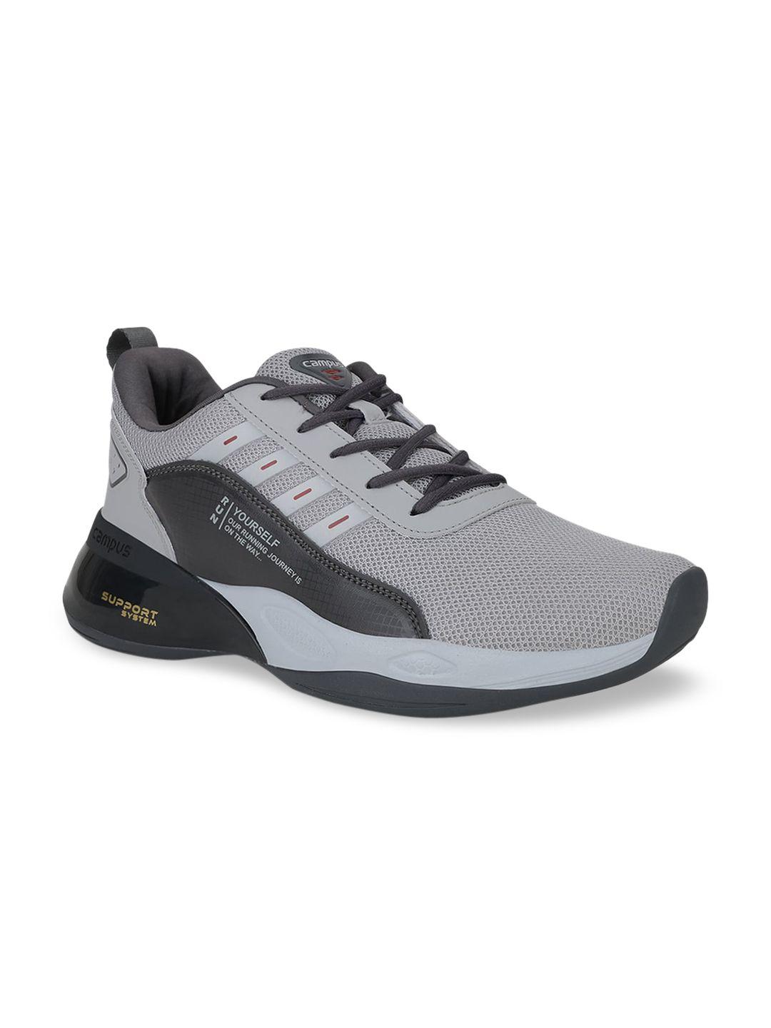 campus men grey & black terminator mesh running shoes