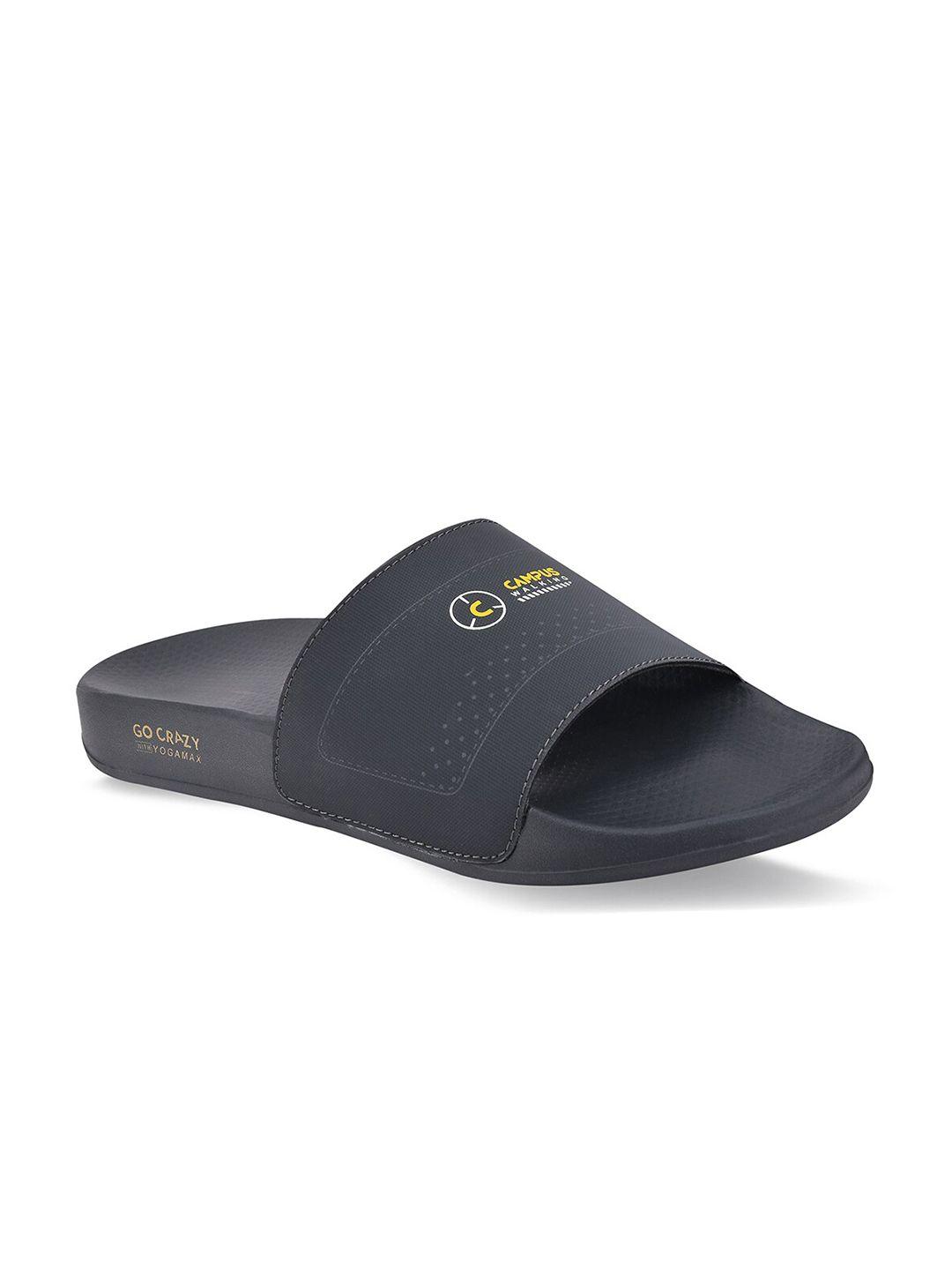 campus men grey & yellow printed slip-on