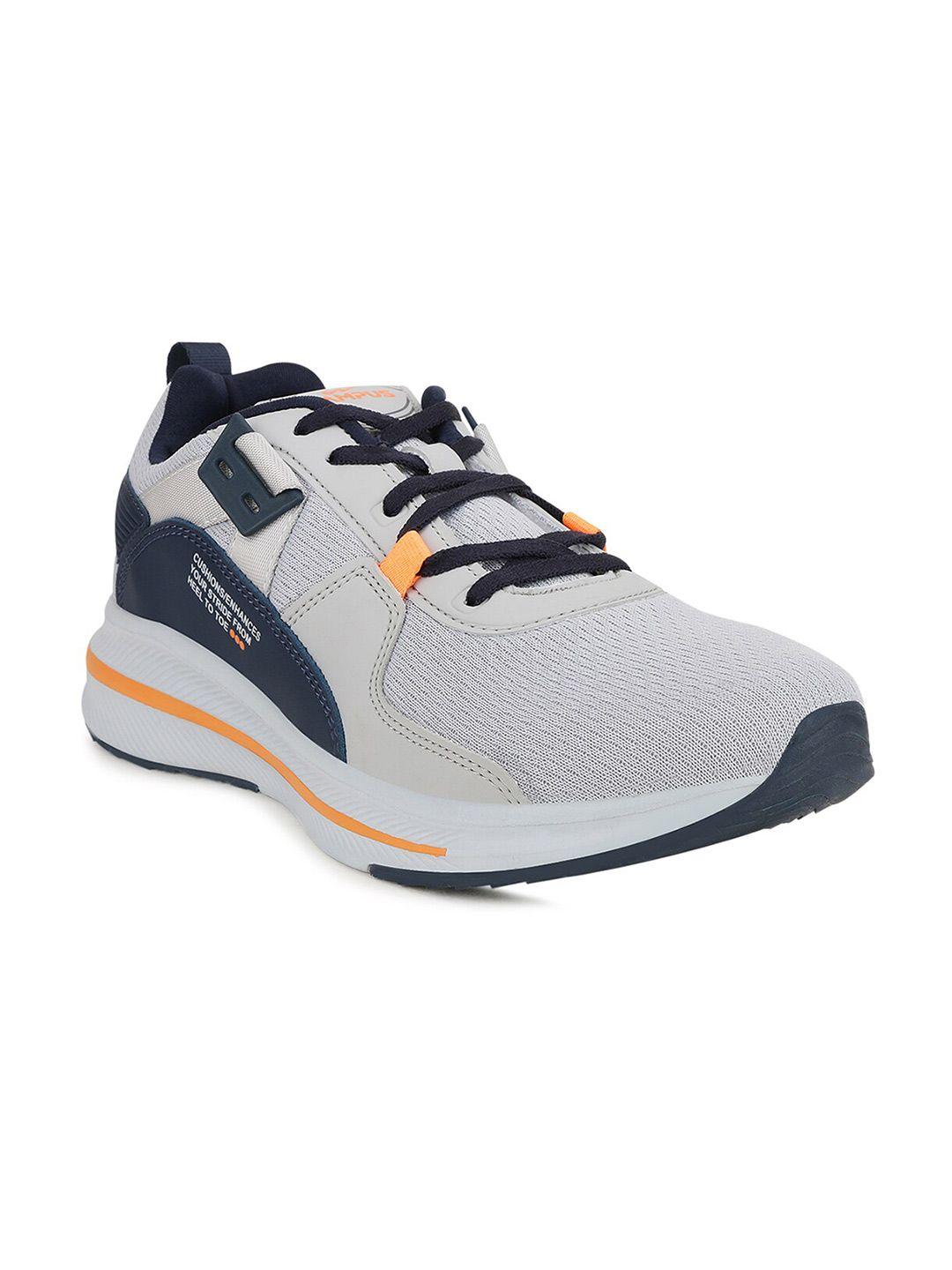 campus men grey  & blue colourblocked running shoes