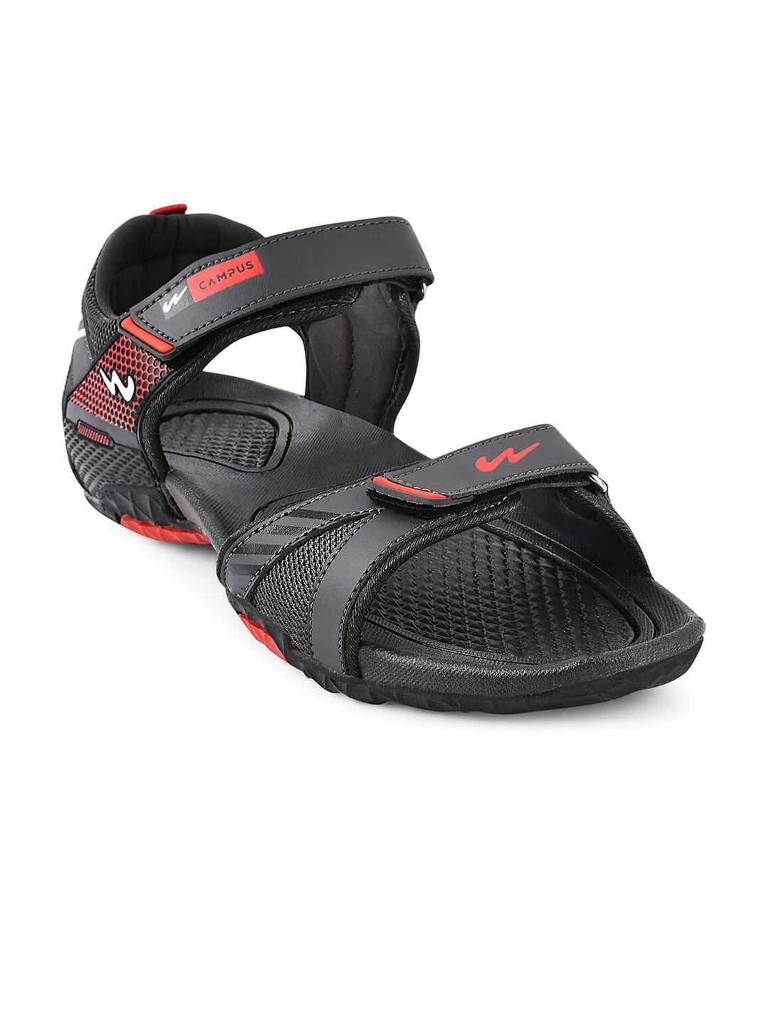 campus men grey solid sports sandals