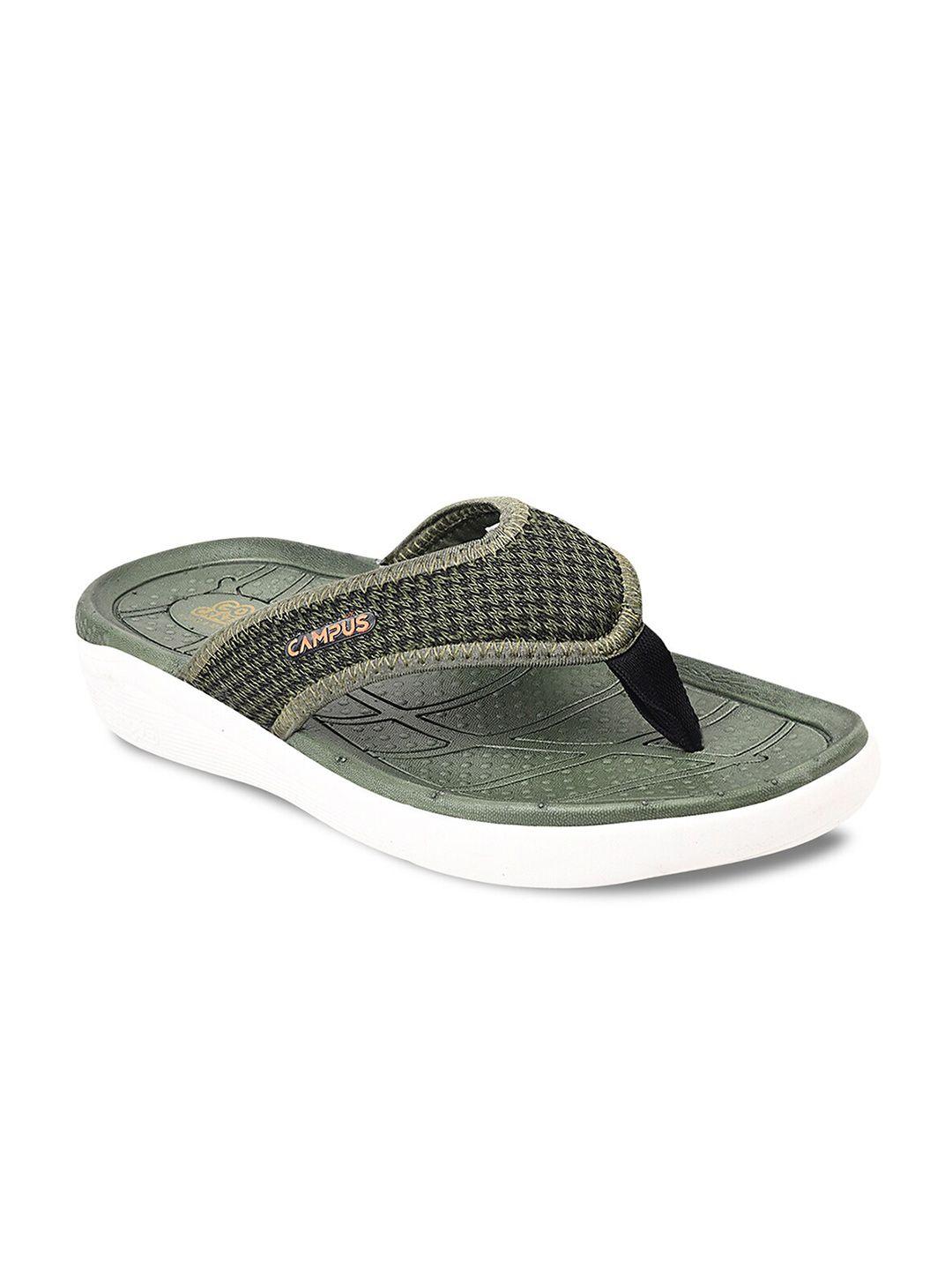 campus men khaki & white thong flip-flops