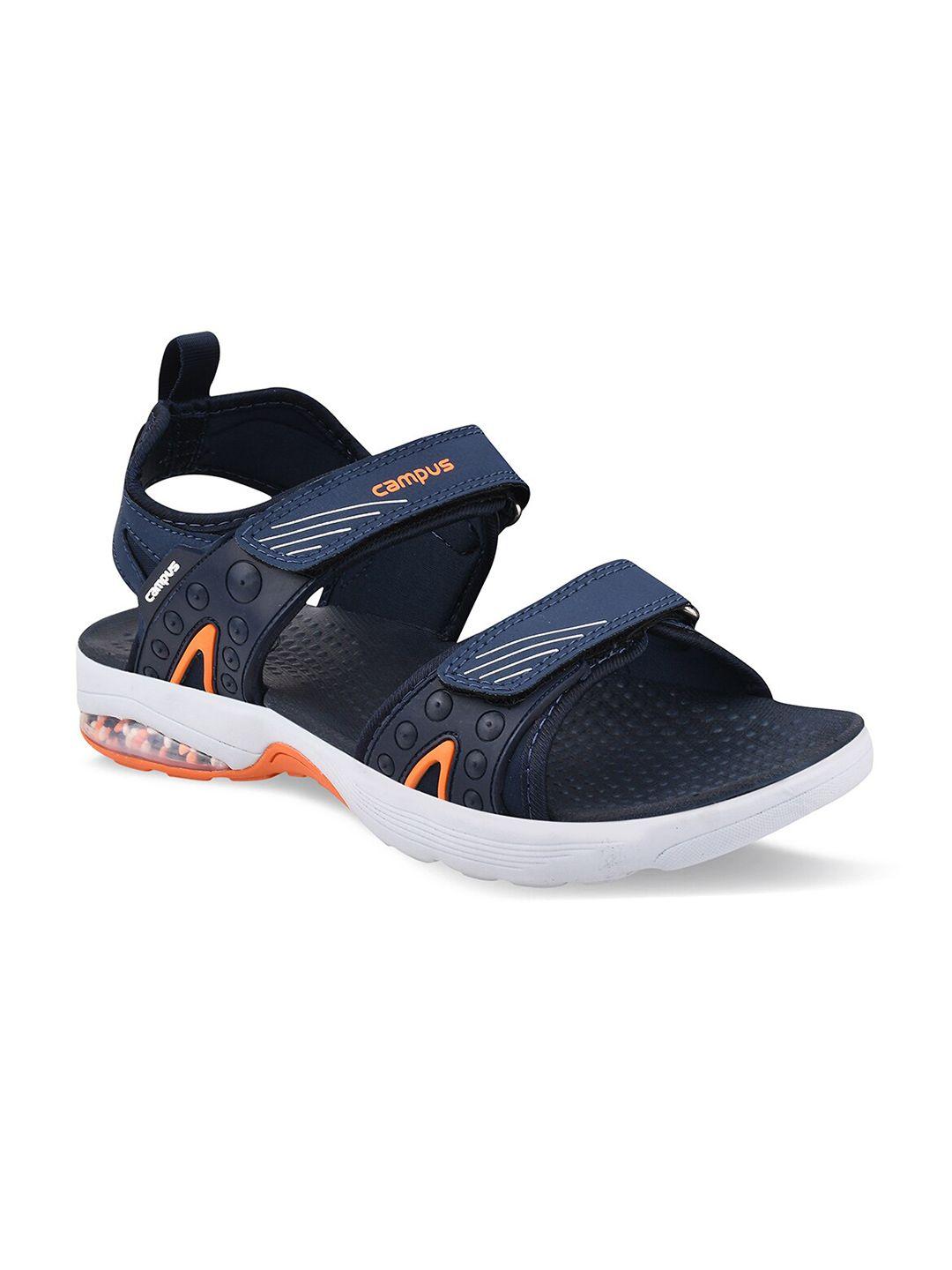 campus men navy blue & white comfort sports sandals