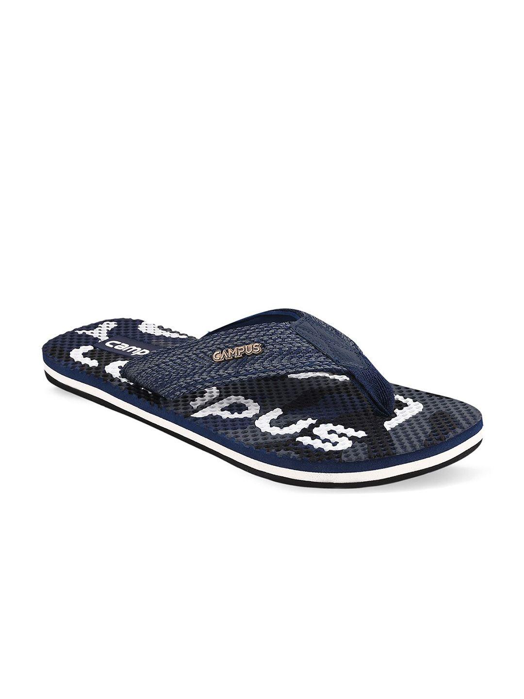 campus men navy blue & white thong flip-flops