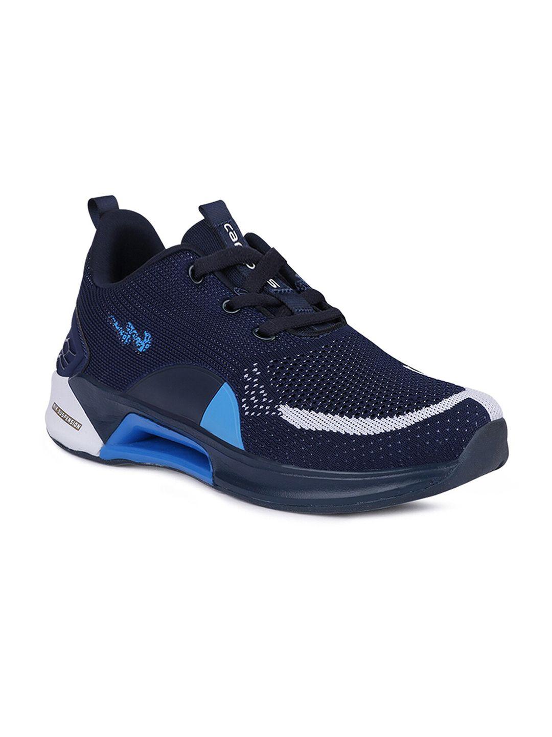 campus men navy blue mesh road running shoes