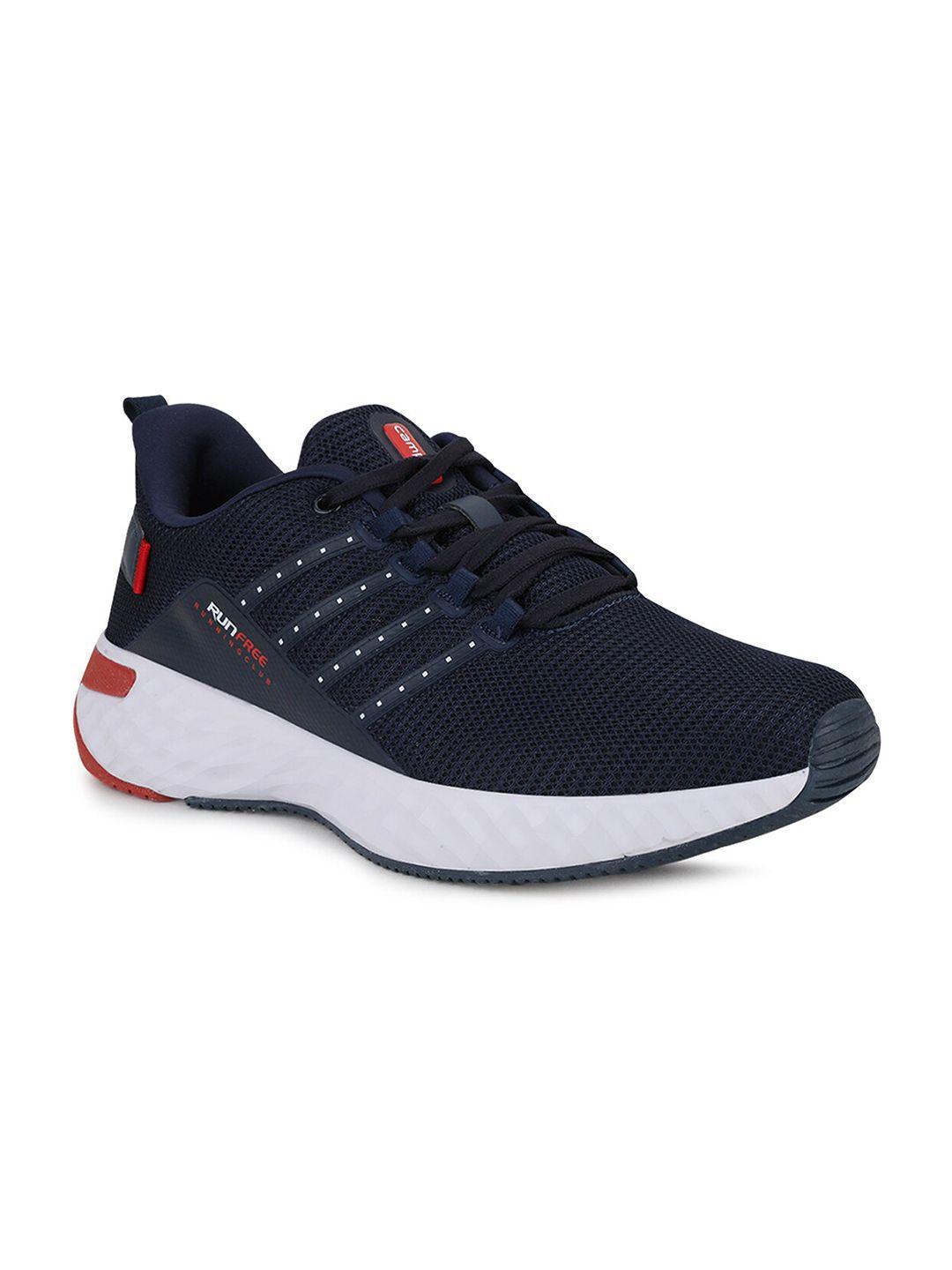 campus men navy blue mesh road running shoes