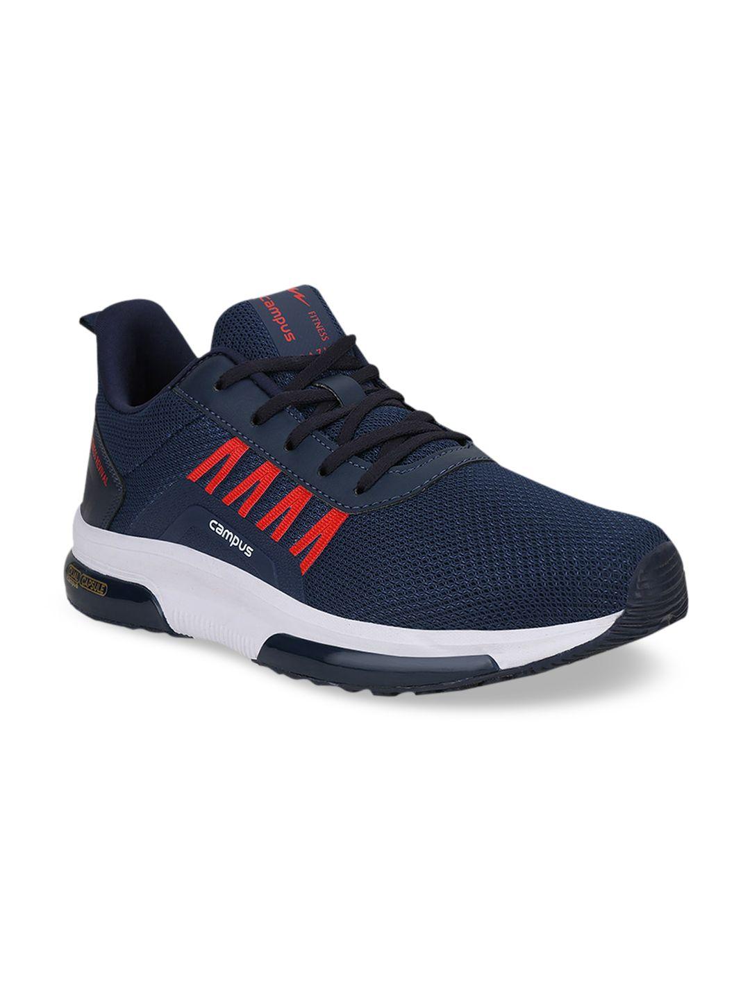 campus men navy blue mesh running shoes