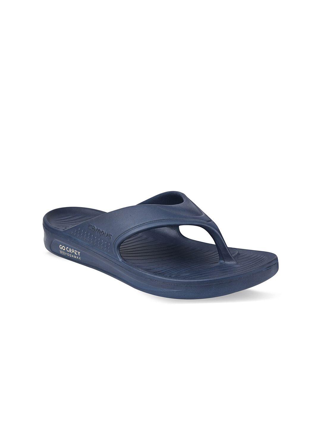 campus men navy blue solid thong flip flops