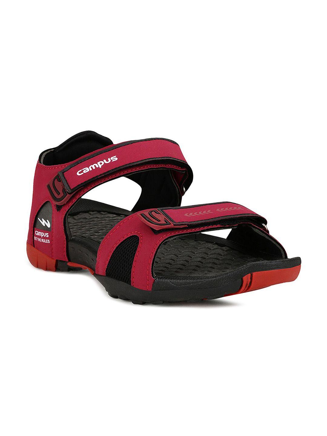 campus men red & black solid sports sandals