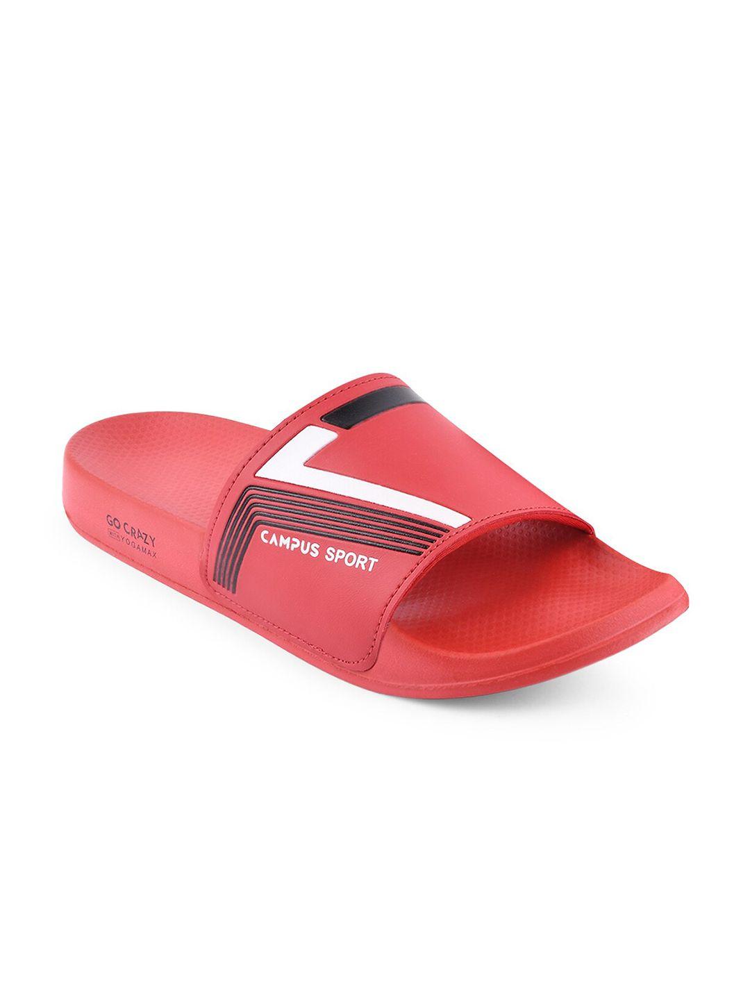 campus men red & white printed sliders