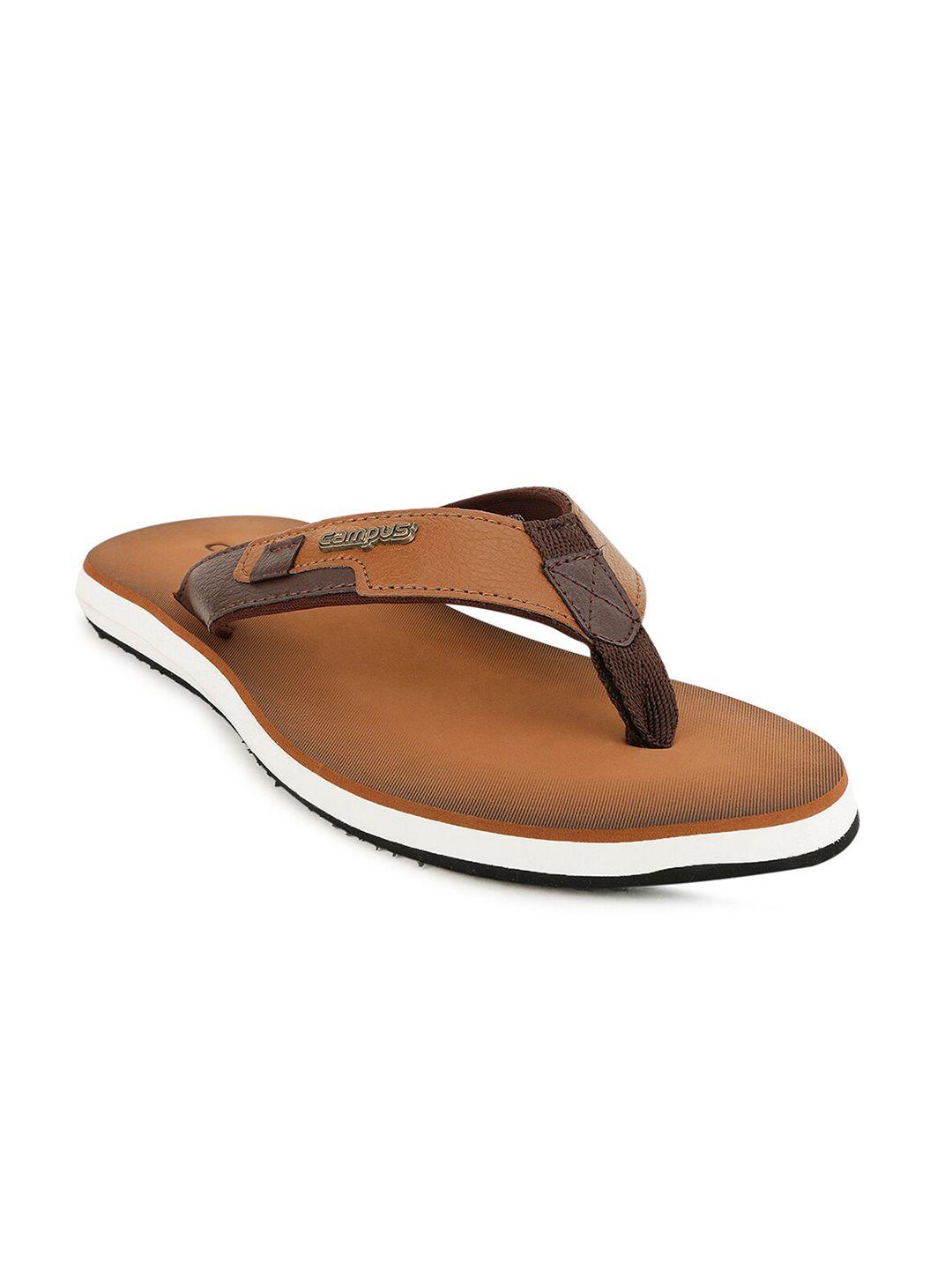 campus men tan & brown thong flip-flops