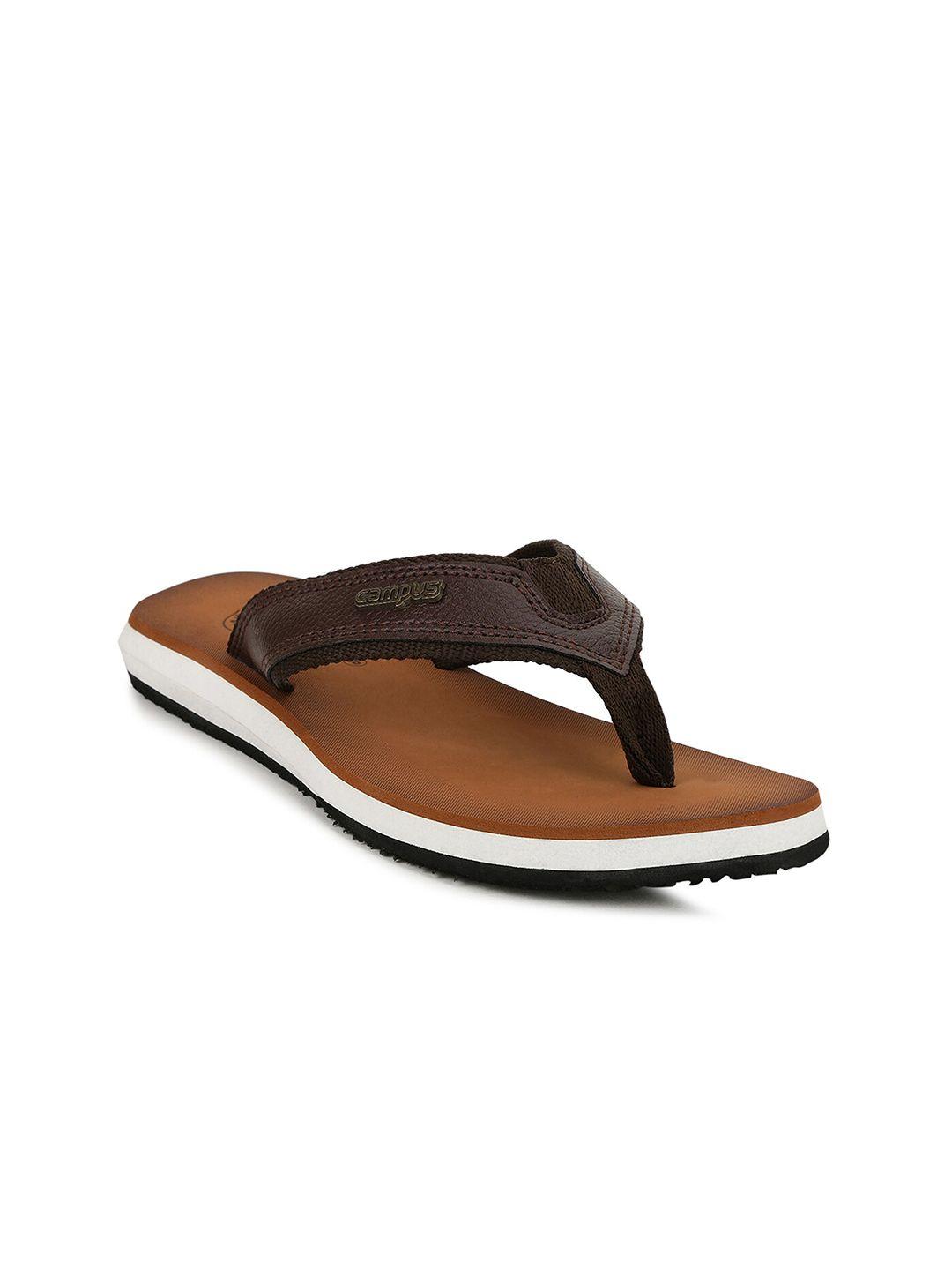 campus men tan & coffee brown thong flip-flops