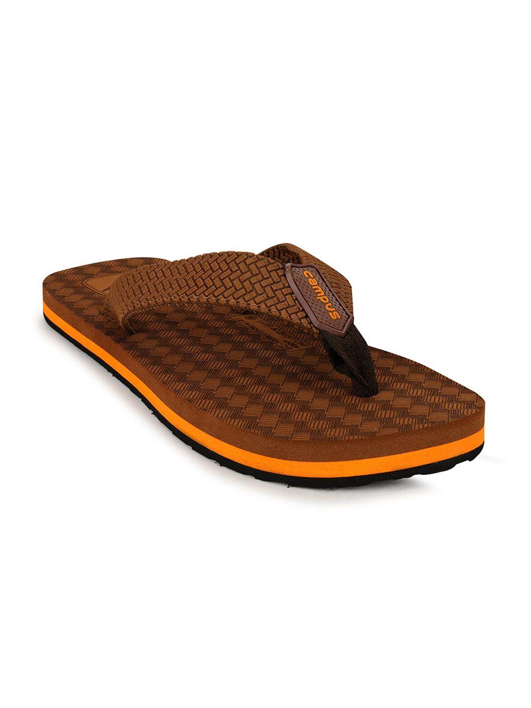 campus men tan & orange thong flip-flops