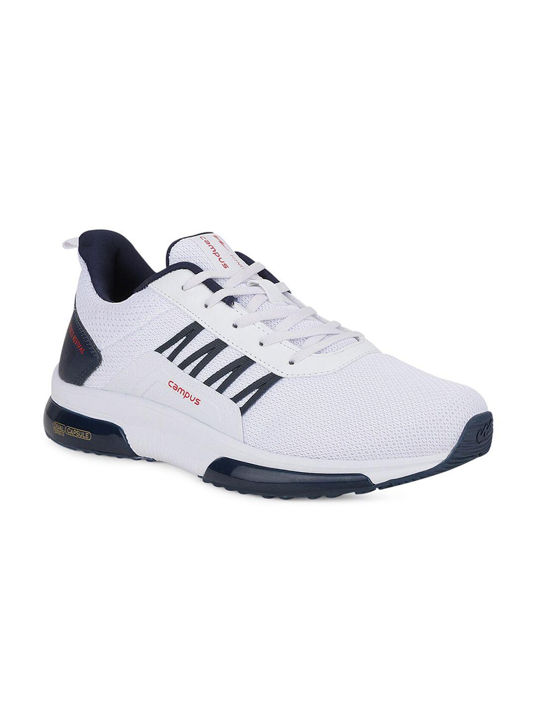 campus men white & navy blue running shoes