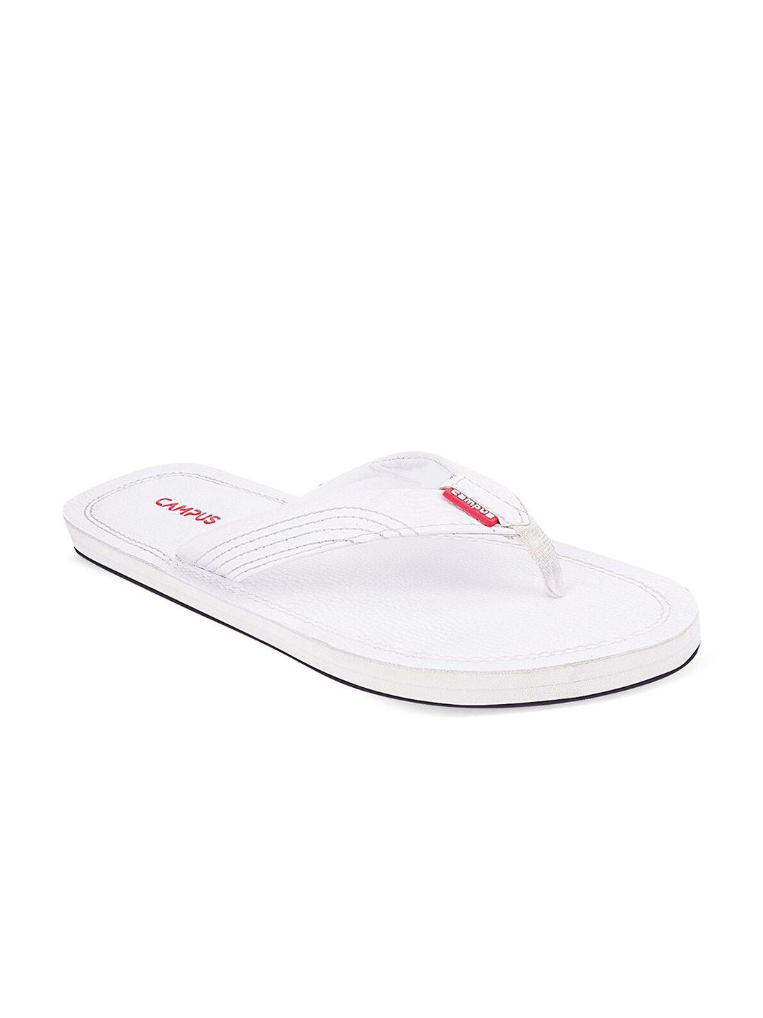 campus men white solid thong flip-flops