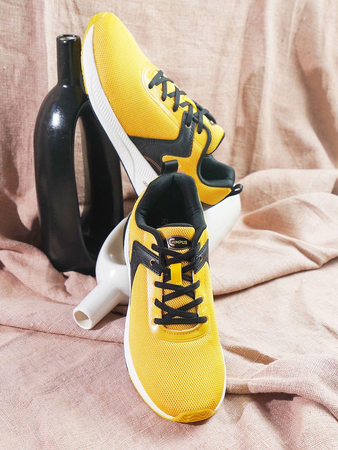 campus men yellow mesh running shoes