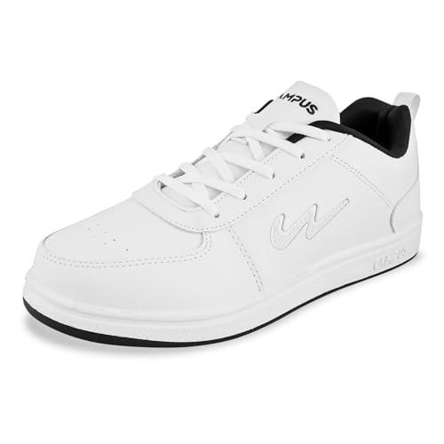 campus og-d4 white sneakers for men | trendy casual sneaker shoes from water-resistant upper | super-soft insole | secure and supportive lace-up closure