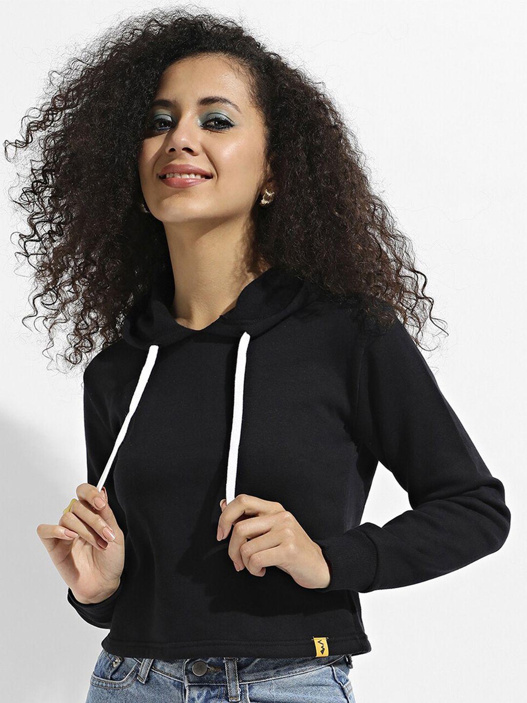 campus sutra  hooded crop pullover sweatshirt