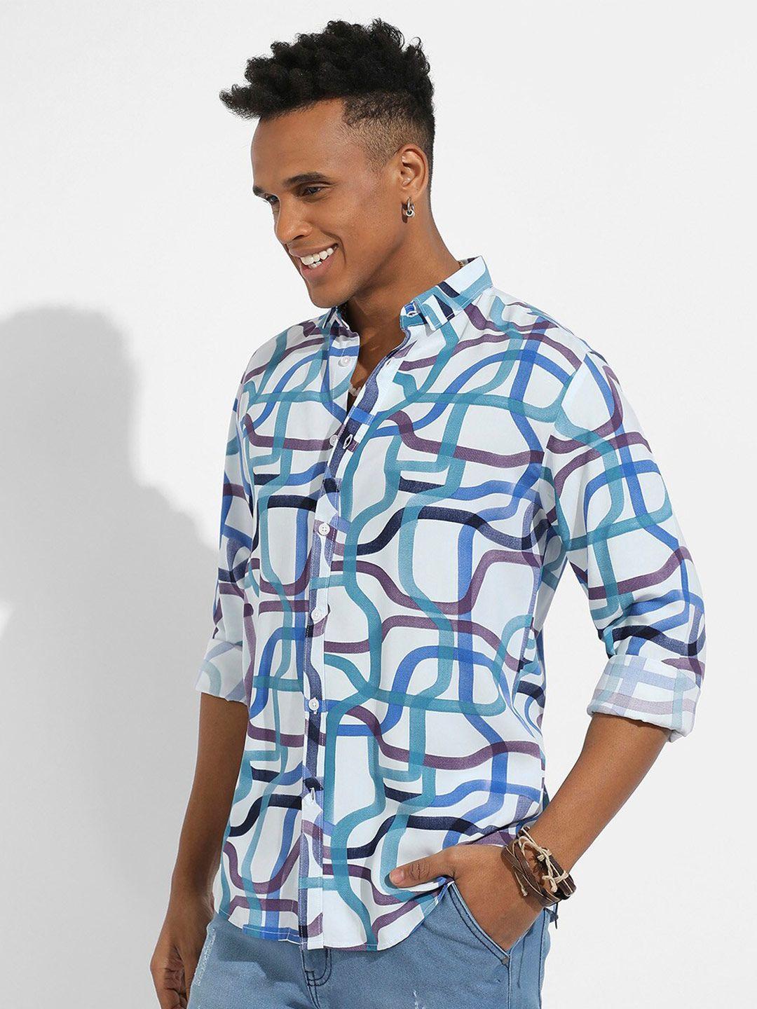 campus sutra abstract printed classic regular fit opaque casual shirt