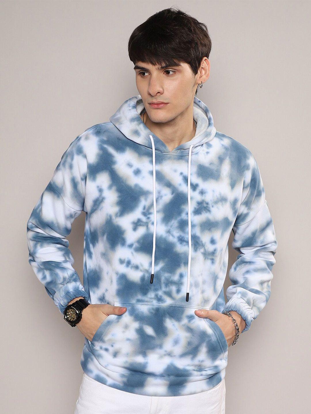 campus sutra abstract printed hooded cotton pullover sweatshirt