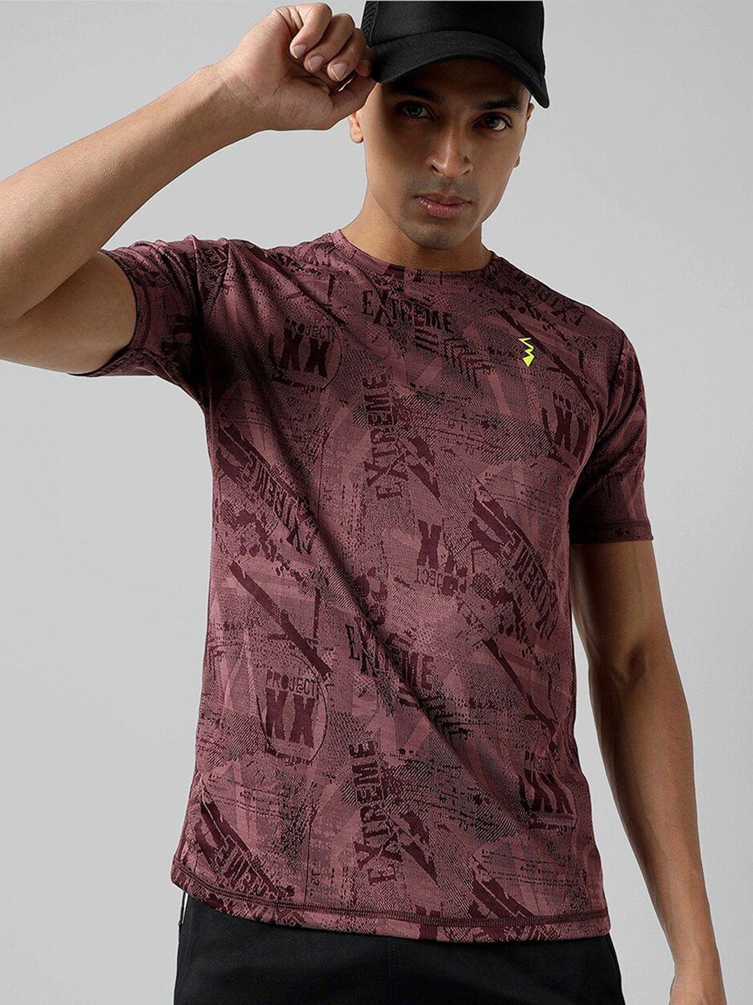 campus sutra abstract round neck activewear t-shirt