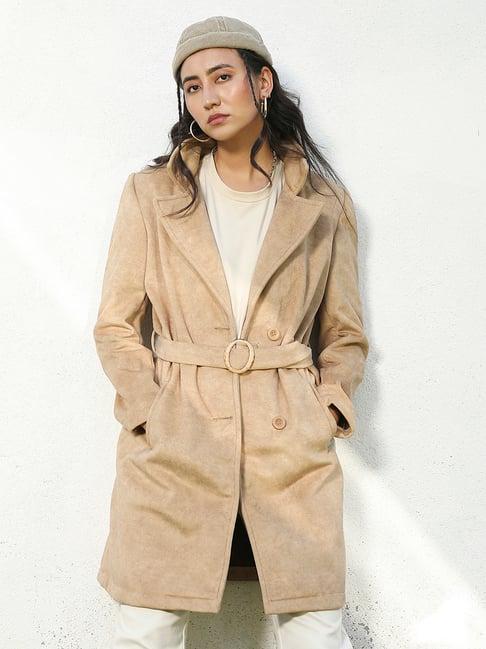 campus sutra beige regular fit coat