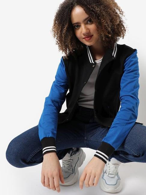 campus sutra black cotton bomber jacket