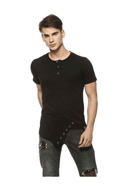 campus sutra black cotton t-shirt